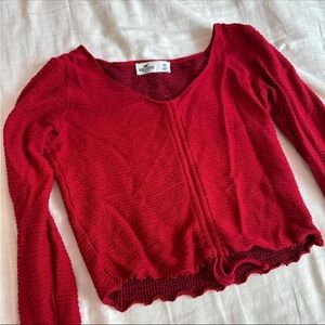 SZ S Hollister Vibrant Red Ribbed Blouse